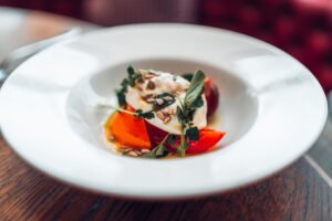 Mozarella and tomato starter.