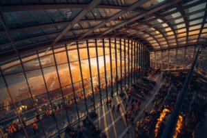 SkyGarden in London during sunset.